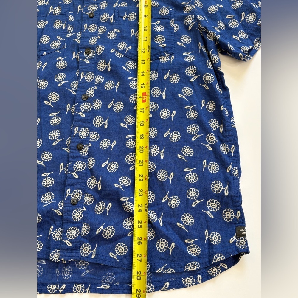 Toad & Co Salton Short Sleeve Shirt Blue Floral Size Large - Picture 7 of 7
